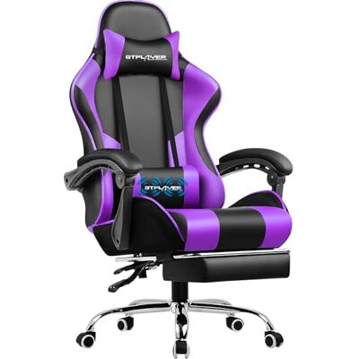 GTPLAYER Chaise Gaming Ergonomique, Fauteuil Gamer, Chaise Bureau, Gaming Chair avec Dossier réglable à 135°, Hauteur Réglablerepose-Pieds rétractables,Violet GTPLAYER Chaise Gaming Ergonomique, Fauteuil Gamer, Chaise Bureau, Gaming Chair avec Dossier réglable à 135°, Hauteur Réglablerepose-Pieds rétractables,Violet