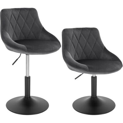 WOLTU Lot de 2 Tabouret de comptoir réglable en Hauteur et pivotante,Tabouret de bistrot en Velours Structure métallique, Hauteur Réglable de 42-58cm, Gris Foncé, BH242dgr-2 WOLTU Lot de 2 Tabouret de comptoir réglable en Hauteur et pivotante,Tabouret de bistrot en Velours Structure métallique, Hauteur Réglable de 42-58cm, Gris Foncé, BH242dgr-2