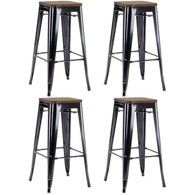 Duhome Tabouret de Bar Empilables Chaise Industriel Lot de 4 Tabouret Salle à Manger en Métal pour Bistrot Restaurant Cuisine Café (Noir + Bois, 76cm) Duhome Tabouret de Bar Empilables Chaise Industriel Lot de 4 Tabouret Salle à Manger en Métal pour Bistrot Restaurant Cuisine Café (Noir + Bois, 76cm)