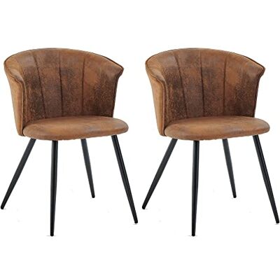 TEMU Ensemble de 2 Chaises Vintage en Microfibre - Chaises de Salle à Manger TEMU Ensemble de 2 Chaises Vintage en Microfibre - Chaises de Salle à Manger