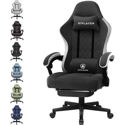 GTPLAYER Chaise Gaming Bureau Ergonomique Fauteuil Gaming Leathaire, accoudoir inclinable, avec Repose-Pieds Noir GTPLAYER Chaise Gaming Bureau Ergonomique Fauteuil Gaming Leathaire, accoudoir inclinable, avec Repose-Pieds Noir
