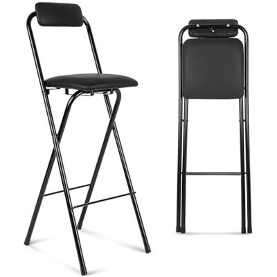 WYmaioyis Tabouret de bar pliable avec dossier Chaise pliante rembourrée Hauteur d'assise : 75 cm Sans montage Noir WYmaioyis Tabouret de bar pliable avec dossier Chaise pliante rembourrée Hauteur d'assise : 75 cm Sans montage Noir