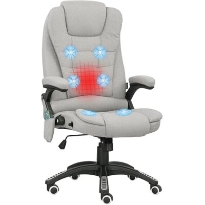 Vinsetto Fauteuil de Bureau massant et Chauffant, Chaise de Bureau, Chaise Ergonomique avec Hauteur réglable, Dossier inclinable et télécommande Filaire, pivotant à 360° Tissu en Polyester Gris Clair Vinsetto Fauteuil de Bureau massant et Chauffant, Chaise de Bureau, Chaise Ergonomique avec Hauteur réglable, Dossier inclinable et télécommande Filaire, pivotant à 360° Tissu en Polyester Gris Clair