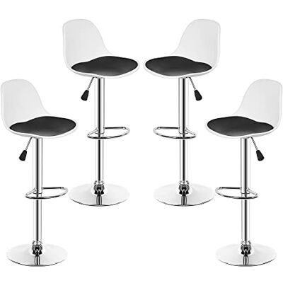 LANTUS Tabourets de Bar Lot de 4 pivotant- Lot de 4 chaises de Bar réglable,Réglable en Hauteur et Rotative à 360°,Robuste et Ultra Silencieux-(blanc + noir)-4pc LANTUS Tabourets de Bar Lot de 4 pivotant- Lot de 4 chaises de Bar réglable,Réglable en Hauteur et Rotative à 360°,Robuste et Ultra Silencieux-(blanc + noir)-4pc