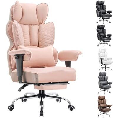 COMHOMA Chaise de bureau de 181,4 kg, grandes et hautes, chaises de jeu ergonomiques avec siège large en cuir, chaise à dossier haut avec repose-pieds, accoudoirs réglables, soutien lombaire à COMHOMA Chaise de bureau de 181,4 kg, grandes et hautes, chaises de jeu ergonomiques avec siège large en cuir, chaise à dossier haut avec repose-pieds, accoudoirs réglables, soutien lombaire à