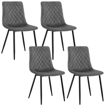 EUGAD Chaise Salle à Manger, Lot de 4, en Velours, Chaise de Cuisine, Style Scandinave, avec Dossier, Siège Rembourré, Pieds en Métal, Gris Foncé EUGAD Chaise Salle à Manger, Lot de 4, en Velours, Chaise de Cuisine, Style Scandinave, avec Dossier, Siège Rembourré, Pieds en Métal, Gris Foncé