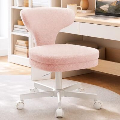 COMHOMA Chaise de coiffeuse à roulettes avec dossier enveloppant et coussin d'assise double couche, chaise pivotante réglable en hauteur, jolie chaise de bureau pour chambre à coucher, bureau à COMHOMA Chaise de coiffeuse à roulettes avec dossier enveloppant et coussin d'assise double couche, chaise pivotante réglable en hauteur, jolie chaise de bureau pour chambre à coucher, bureau à