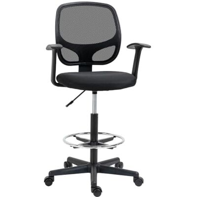 Vinsetto Chaise Bureau Ergonomique avec Repose-Pieds Ajustable Noir Chaise de Dessin à Dossier en Maille, Hauteur Réglable, Accoudoirs Hauts, Assise Rembourrée, Pivotante 360° Vinsetto Chaise Bureau Ergonomique avec Repose-Pieds Ajustable Noir Chaise de Dessin à Dossier en Maille, Hauteur Réglable, Accoudoirs Hauts, Assise Rembourrée, Pivotante 360°