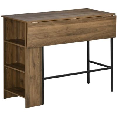 HOMCOM Table de Bar avec Rangement 120 x 76 x91,4 cm Marron Table Bistrot, Ilot Central Cuisine, Plateau Latéral Rabattable, 3 Étagères HOMCOM Table de Bar avec Rangement 120 x 76 x91,4 cm Marron Table Bistrot, Ilot Central Cuisine, Plateau Latéral Rabattable, 3 Étagères