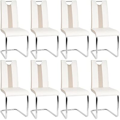 LANTUS Lot de 8 Chaises Salle à Manger Chaise de Cuisine avec avec Assise et Dossier en PU, Pieds en Métal, Chaise Modern pour Salle à Manger, Salon, Cuisine, Bureau LANTUS Lot de 8 Chaises Salle à Manger Chaise de Cuisine avec avec Assise et Dossier en PU, Pieds en Métal, Chaise Modern pour Salle à Manger, Salon, Cuisine, Bureau
