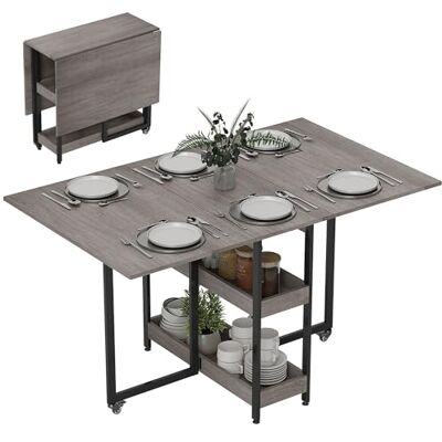 HOMCOM Table pliante pour 4 rabattable, grise HOMCOM Table pliante pour 4 rabattable, grise
