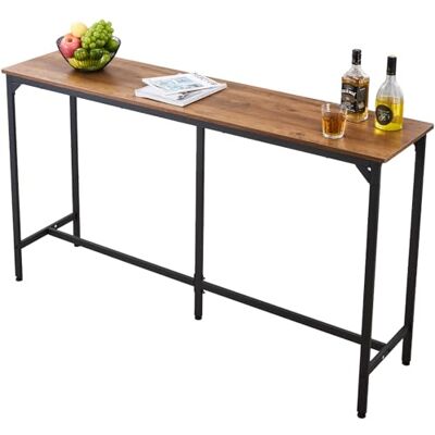 VEVOR Table de bar, table de pub haute avec cadre en métal robuste, petite cuisine, salle à manger, cocktail, café, bar, bureau de hauteur, facile à assembler, 160 x 40,6 x 91,4 cm, marron VEVOR Table de bar, table de pub haute avec cadre en métal robuste, petite cuisine, salle à manger, cocktail, café, bar, bureau de hauteur, facile à assembler, 160 x 40,6 x 91,4 cm, marron