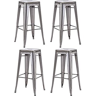Duhome Tabouret de Bar Empilables Chaise Industriel Lot de 4 Tabouret Salle à Manger en Métal pour Bistrot Restaurant Cuisine Café (Métallique,76cm) Duhome Tabouret de Bar Empilables Chaise Industriel Lot de 4 Tabouret Salle à Manger en Métal pour Bistrot Restaurant Cuisine Café (Métallique,76cm)