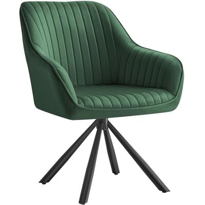 SONGMICS Chaise Salle à Manger Rembourrée, Charge 120 kg, Pivotante, Velours, avec Accoudoirs, Pieds en Acier, pour Cuisine, Vert et Noir d'encre KDC161C01 SONGMICS Chaise Salle à Manger Rembourrée, Charge 120 kg, Pivotante, Velours, avec Accoudoirs, Pieds en Acier, pour Cuisine, Vert et Noir d'encre KDC161C01