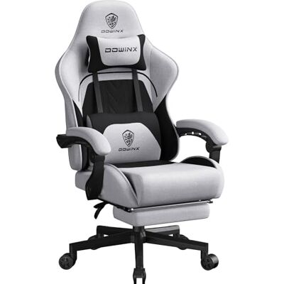 Dowinx Chaise de gaming Coussin de printemps Chaise de bureau respirante en tissu de qualité supérieure Ergonomique Avec appui-tête Chaise de bureau pivotante avec repose-pieds (noir et gris Dowinx Chaise de gaming Coussin de printemps Chaise de bureau respirante en tissu de qualité supérieure Ergonomique Avec appui-tête Chaise de bureau pivotante avec repose-pieds (noir et gris