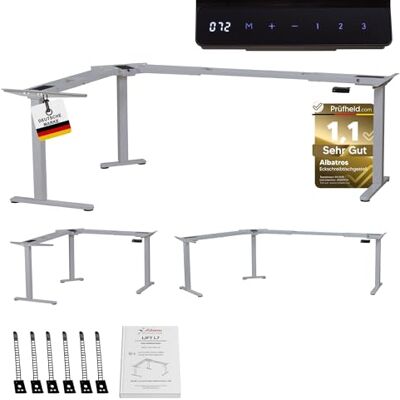 Albatros Lift L7 Bureau d'angle électrique réglable en hauteur avec 3 moteurs Gen 4.0, structure en métal, réglable en continu de 90 ° à 180 °, charge maximale 120 kg, avec écran Albatros Lift L7 Bureau d'angle électrique réglable en hauteur avec 3 moteurs Gen 4.0, structure en métal, réglable en continu de 90 ° à 180 °, charge maximale 120 kg, avec écran