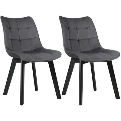 EUGAD 0654BY-2 Chaise de Salle à Manger Lot de 2 avec Velours Assise,Chaise Cuisine Chaise à Manger en Bois,Gris Foncé EUGAD 0654BY-2 Chaise de Salle à Manger Lot de 2 avec Velours Assise,Chaise Cuisine Chaise à Manger en Bois,Gris Foncé