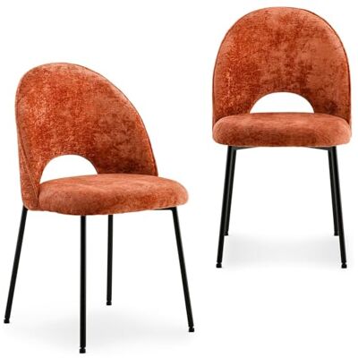 IDIMEX Lot de 2 chaises Serena avec revêtement en Tissu Orange et Structure en métal Noir, Chaise de Salle à Manger IDIMEX Lot de 2 chaises Serena avec revêtement en Tissu Orange et Structure en métal Noir, Chaise de Salle à Manger