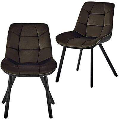Trisens Chaises de salle à manger modernes aspect cuir velours Chaises de cuisine rembourrées avec housse surpiquée Chaises de salle à manger stables avec structure en métal Couleur : marron Quantité : 2 pièces Trisens Chaises de salle à manger modernes aspect cuir velours Chaises de cuisine rembourrées avec housse surpiquée Chaises de salle à manger stables avec structure en métal Couleur : marron Quantité : 2 pièces