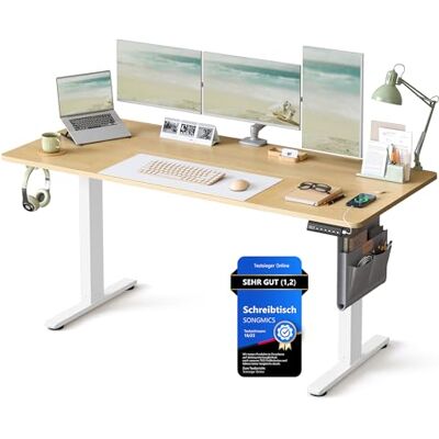 SONGMICS Bureau électrique, réglable en hauteur, 160 x 70 cm, réglage continu, 4 hauteurs de mémoire, port USB-C, chêne doré LSD136Y01 SONGMICS Bureau électrique, réglable en hauteur, 160 x 70 cm, réglage continu, 4 hauteurs de mémoire, port USB-C, chêne doré LSD136Y01