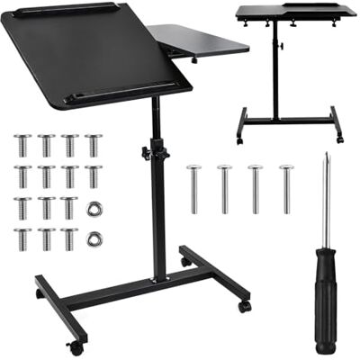Maclean Table portable Hauteur réglable de 59 à 89 cm Plateau double inclinable jusqu'à 90° Roues avec frein Capacité de charge jusqu'à 30 kg Table ergonomique pour ordinateur (Noir) Maclean Table portable Hauteur réglable de 59 à 89 cm Plateau double inclinable jusqu'à 90° Roues avec frein Capacité de charge jusqu'à 30 kg Table ergonomique pour ordinateur (Noir)