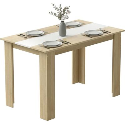 HOMCOM Table à Manger rectangulaire pour 4 à 6 Personnes, Table de Cuisine, 120 x 69 x 75 cm, Style Moderne, Pieds triangulaires Plus Stable, chêne et Blanc HOMCOM Table à Manger rectangulaire pour 4 à 6 Personnes, Table de Cuisine, 120 x 69 x 75 cm, Style Moderne, Pieds triangulaires Plus Stable, chêne et Blanc