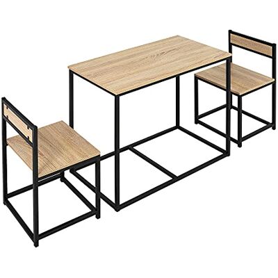 HOMCOM Ensemble Table et chaises de Salle à Manger Set de 1 Table + 2 chaises encastrables pour Cuisine métal Noir Aspect chêne Clair HOMCOM Ensemble Table et chaises de Salle à Manger Set de 1 Table + 2 chaises encastrables pour Cuisine métal Noir Aspect chêne Clair