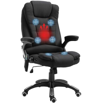 HOMCOM Vinsetto Fauteuil de Bureau Massant et Chauffant 68x72x120cm Noir HOMCOM Vinsetto Fauteuil de Bureau Massant et Chauffant 68x72x120cm Noir