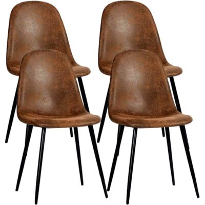 FurnitureR Lot de 4 chaises de salle à manger confortables en tissu tapissé, chaises latérales sans accoudoirs pour la maison, cuisine, salon, chambre, restaurant et café (café) FurnitureR Lot de 4 chaises de salle à manger confortables en tissu tapissé, chaises latérales sans accoudoirs pour la maison, cuisine, salon, chambre, restaurant et café (café)