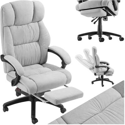 tectake Chaise de Bureau Ergonomique Pivotante en Velours avec Repose-Pieds Gris tectake Chaise de Bureau Ergonomique Pivotante en Velours avec Repose-Pieds Gris