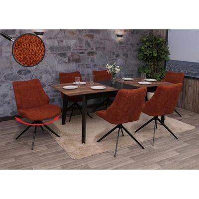 Mendler HWC-O48 Lot de 6 chaises de salle à manger, cuisine, pivotantes avec retour automatique, tissu chenille, 320 g/m², certifié Öko-Tex Marron rouge Mendler HWC-O48 Lot de 6 chaises de salle à manger, cuisine, pivotantes avec retour automatique, tissu chenille, 320 g/m², certifié Öko-Tex Marron rouge