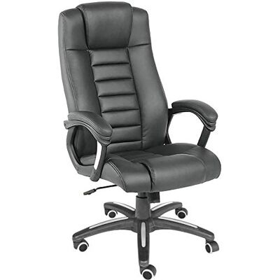 tectake Chaise de bureau ® Fauteuil de direction ergonomique pivotant Chaise d'ordinateur réglable en hauteur en similicuir Avec accoudoirs et fonction bascule Rembourrage 12 cm Noir tectake Chaise de bureau ® Fauteuil de direction ergonomique pivotant Chaise d'ordinateur réglable en hauteur en similicuir Avec accoudoirs et fonction bascule Rembourrage 12 cm Noir