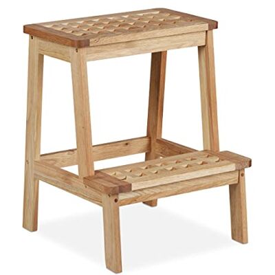Relaxdays Marche-pied en bois de noyer, escabeau, repose-pied, support pot de fleur, HxLxP : 47x38x38 cm, noyer, nature Relaxdays Marche-pied en bois de noyer, escabeau, repose-pied, support pot de fleur, HxLxP : 47x38x38 cm, noyer, nature