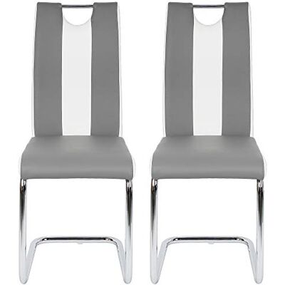LANTUS Chaises Salle à Manger Chaise de Cuisine Modernes, 2PC Gris + Blanc, Ergonomique, Polyuréthane (PU), Galvanisé, Scandinave, 47 x 39.5 x 99 cm, Salle à Manger, Cuisine, Bureau, Salon LANTUS Chaises Salle à Manger Chaise de Cuisine Modernes, 2PC Gris + Blanc, Ergonomique, Polyuréthane (PU), Galvanisé, Scandinave, 47 x 39.5 x 99 cm, Salle à Manger, Cuisine, Bureau, Salon