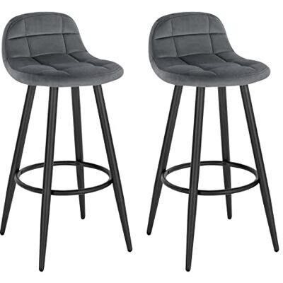 WOLTU Barhocker 2er Set, Barstuhl mit Samtbezug, gepolsterter Küchenhocker, mit Rückenlehne und Fußstütze, Design Hocker, Tresenhocker, Thekenhocker, Sitzhöhe 70 cm, Dunkelgrau BH364dgr-2 WOLTU Barhocker 2er Set, Barstuhl mit Samtbezug, gepolsterter Küchenhocker, mit Rückenlehne und Fußstütze, Design Hocker, Tresenhocker, Thekenhocker, Sitzhöhe 70 cm, Dunkelgrau BH364dgr-2