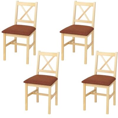 Mendler HWC-F77 Lot de 4 chaises de salle à manger, chaises de cuisine, en bois massif et tissu style maison de campagne, rembourrage naturel, terre cuite Mendler HWC-F77 Lot de 4 chaises de salle à manger, chaises de cuisine, en bois massif et tissu style maison de campagne, rembourrage naturel, terre cuite
