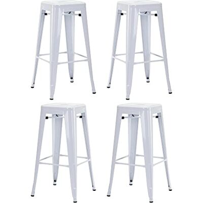 Duhome Tabouret de Bar Empilables Chaise Industriel Lot de 4 Tabouret Salle à Manger en Métal pour Bistrot Restaurant Cuisine Café (Blanc, 76cm) Duhome Tabouret de Bar Empilables Chaise Industriel Lot de 4 Tabouret Salle à Manger en Métal pour Bistrot Restaurant Cuisine Café (Blanc, 76cm)
