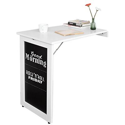 SoBuy ® Table murale pliante avec tableau noir, 75 x 50 cm, blanc, FWT20-W SoBuy ® Table murale pliante avec tableau noir, 75 x 50 cm, blanc, FWT20-W