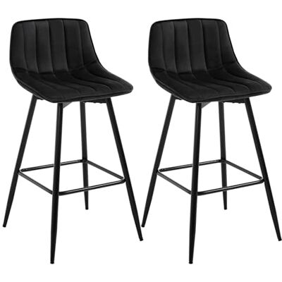 WOLTU Tabouret Bar Lot de 2, Tabourets de Bar avec Repose-pied, Tabourets Hauts avec Dossier, Chaises de Bar en Velours, pour Bistrot et Îlot de Cuisine, Noir, BH253sz-2 WOLTU Tabouret Bar Lot de 2, Tabourets de Bar avec Repose-pied, Tabourets Hauts avec Dossier, Chaises de Bar en Velours, pour Bistrot et Îlot de Cuisine, Noir, BH253sz-2