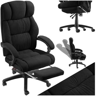 tectake Chaise de Bureau Ergonomique Pivotante en Velours avec Repose-Pieds Noir tectake Chaise de Bureau Ergonomique Pivotante en Velours avec Repose-Pieds Noir