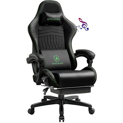 GTPLAYER Chaise Gaming Repose-Pieds Haut-Parleur Bluetooth Fauteuil Gamer Ergonomique Siège Pivotante avec Accoudoirs Synchronisés et Coussin Lombaire Plus Favorable (Vert) GTPLAYER Chaise Gaming Repose-Pieds Haut-Parleur Bluetooth Fauteuil Gamer Ergonomique Siège Pivotante avec Accoudoirs Synchronisés et Coussin Lombaire Plus Favorable (Vert)