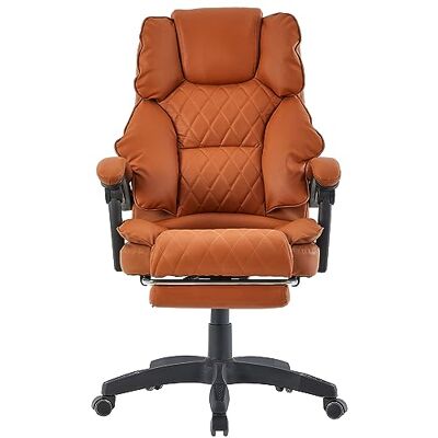 Trisens Fauteuil de bureau ergonomique avec repose-pieds et accoudoirs flexibles à 3 points Aspect cuir Avec dossier réglable pour une position assise plus saine Couleur : marron clair Trisens Fauteuil de bureau ergonomique avec repose-pieds et accoudoirs flexibles à 3 points Aspect cuir Avec dossier réglable pour une position assise plus saine Couleur : marron clair