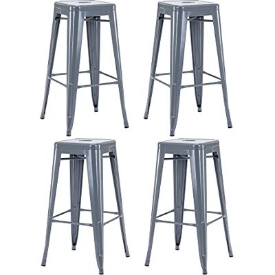 Duhome Tabouret de Bar Empilables Chaise Industriel Lot de 4 Tabouret Salle à Manger en Métal pour Bistrot Restaurant Cuisine Café (Gris, 76cm) Duhome Tabouret de Bar Empilables Chaise Industriel Lot de 4 Tabouret Salle à Manger en Métal pour Bistrot Restaurant Cuisine Café (Gris, 76cm)