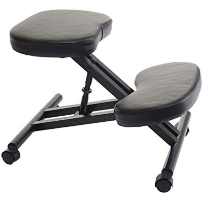 Mendler HWC-E10 Chaise tabouret ergonomique avec roues, hauteur réglable, cuir synthétique, noir Mendler HWC-E10 Chaise tabouret ergonomique avec roues, hauteur réglable, cuir synthétique, noir