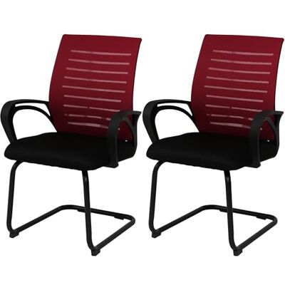 Mendler Lot de 2 chaises de conférence HWC-K51 FSC en tissu et textile (250 g/m²) Rouge Armature noire Mendler Lot de 2 chaises de conférence HWC-K51 FSC en tissu et textile (250 g/m²) Rouge Armature noire