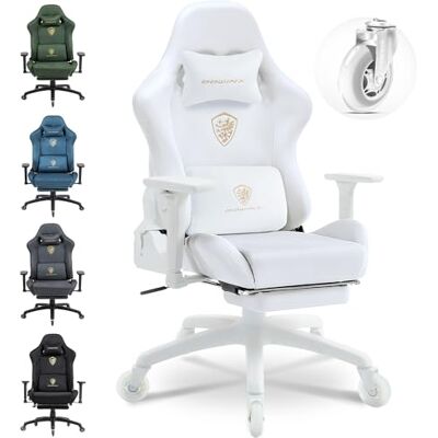 Dowinx Chaise de jeu, ergonomique et respirante, chaise de bureau en microfibre velours, sensation assise douce comme la fourrure, chaise de bureau réglable avec repose-pieds, blanc Dowinx Chaise de jeu, ergonomique et respirante, chaise de bureau en microfibre velours, sensation assise douce comme la fourrure, chaise de bureau réglable avec repose-pieds, blanc