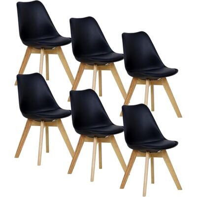 WOLTU 6 X Chaises de Salle à Manger Assise en Similicuir Design Moderne,BH29sz-6 Noir WOLTU 6 X Chaises de Salle à Manger Assise en Similicuir Design Moderne,BH29sz-6 Noir