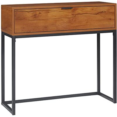 HOMCOM Console Meuble de table d'entrée moderne étroite avec tiroir et pieds en acier, pour salon, entrée, couloir, 80 x 30 x 76 cm, Marron HOMCOM Console Meuble de table d'entrée moderne étroite avec tiroir et pieds en acier, pour salon, entrée, couloir, 80 x 30 x 76 cm, Marron