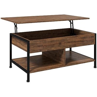 HOMCOM Table Basse relevable Table de Salon étagère inférieure, Coffre de Rangement dim. 100L x 80l x 60H cm Aspect Bois Rustique Noir HOMCOM Table Basse relevable Table de Salon étagère inférieure, Coffre de Rangement dim. 100L x 80l x 60H cm Aspect Bois Rustique Noir