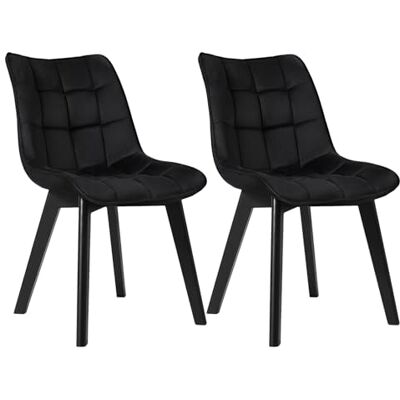 EUGAD 0656BY-2 Chaise de Salle à Manger Lot de 2 avec Velours Assise,Chaise Cuisine Chaise à Manger en Bois,Noir EUGAD 0656BY-2 Chaise de Salle à Manger Lot de 2 avec Velours Assise,Chaise Cuisine Chaise à Manger en Bois,Noir